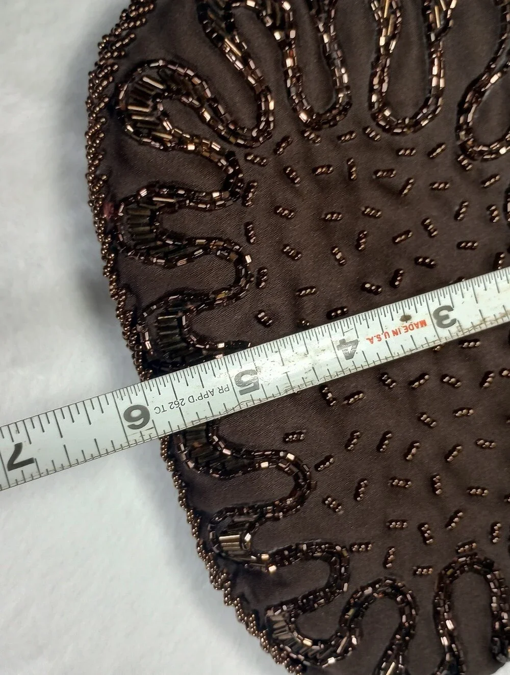 Vtg Sequin Beaded Shimmer Evening Bag Espresso Clutch Metal Strap Moody Glamour
